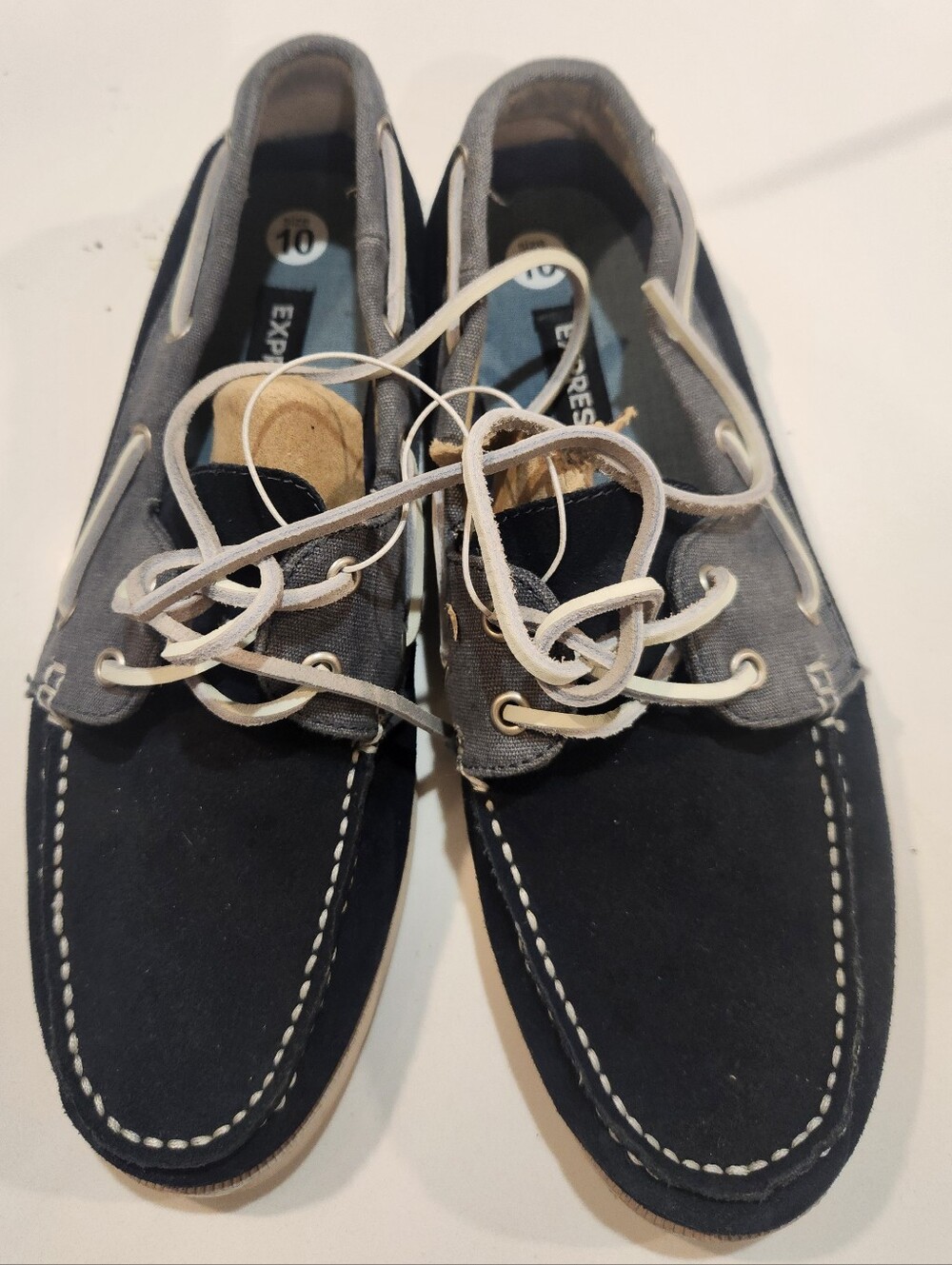 Express Men's Navy and Gray Boat Shoes